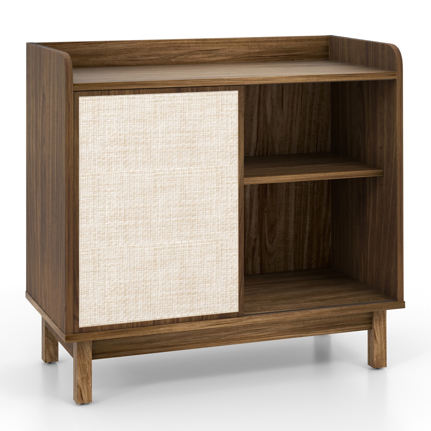 Gymax Rattan Buffet Sideboard w/ Adjustable Shelves Storage Cabinet & Sliding Door