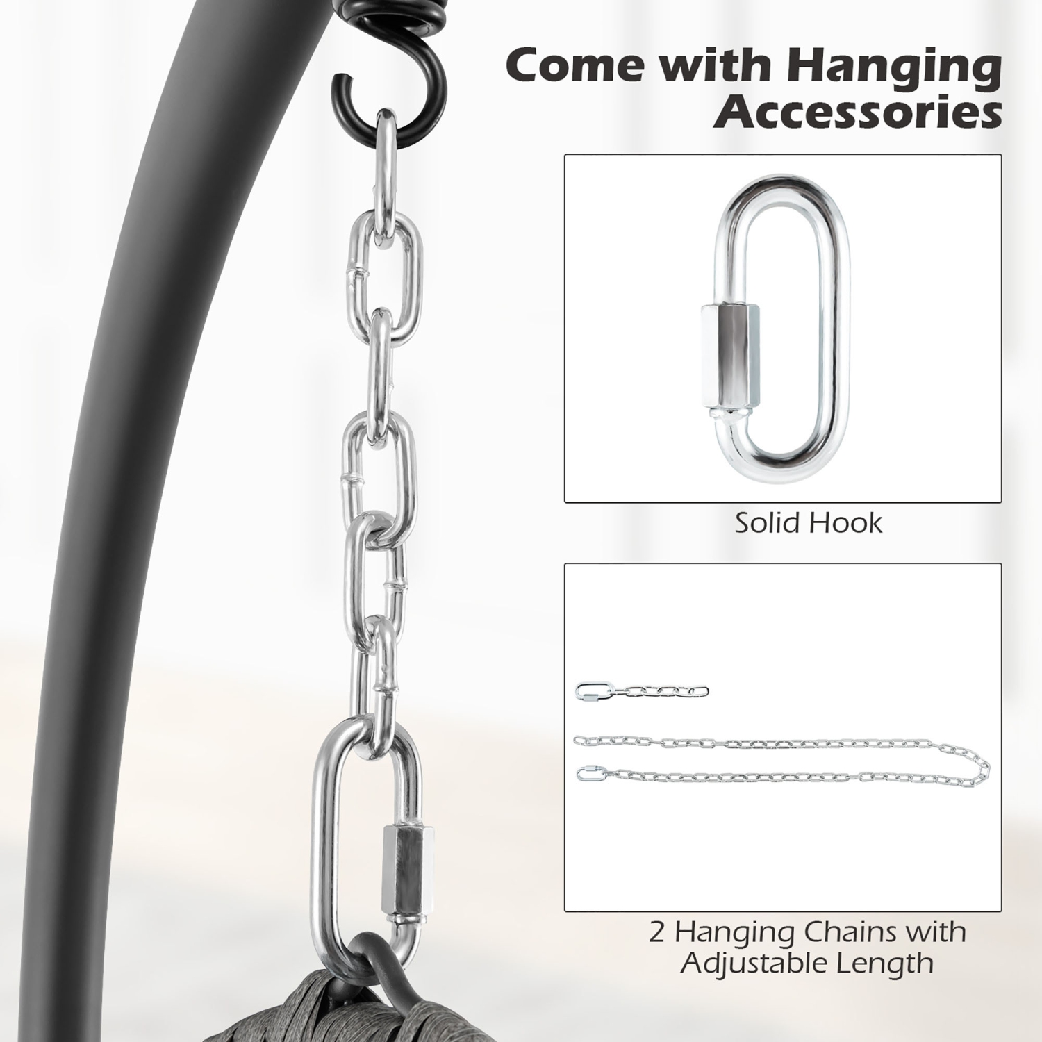 Gymax Hanging Egg Chair PE Rattan Swing Hammock Chair w/ Soft Pillow & Cushion