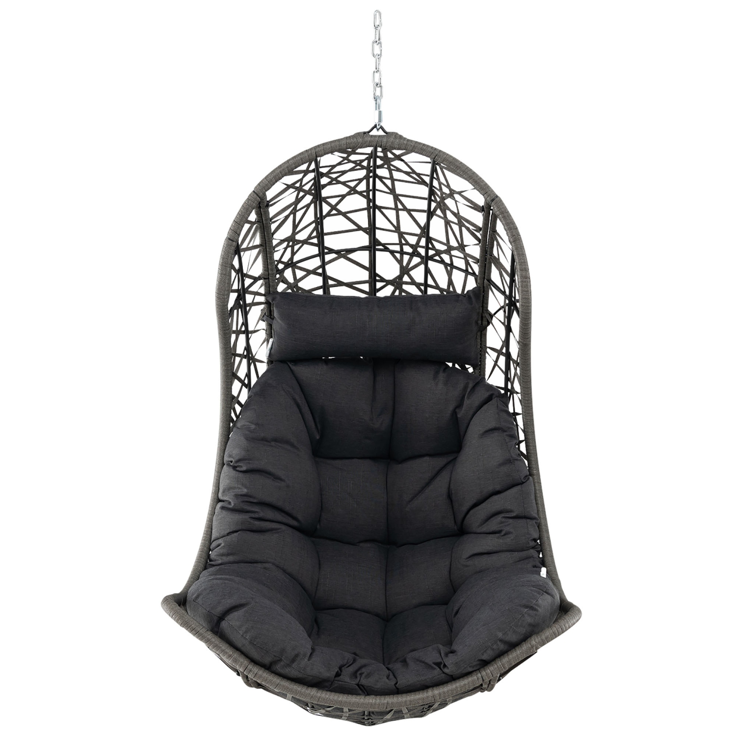 Gymax Hanging Egg Chair PE Rattan Swing Hammock Chair w/ Soft Pillow & Cushion