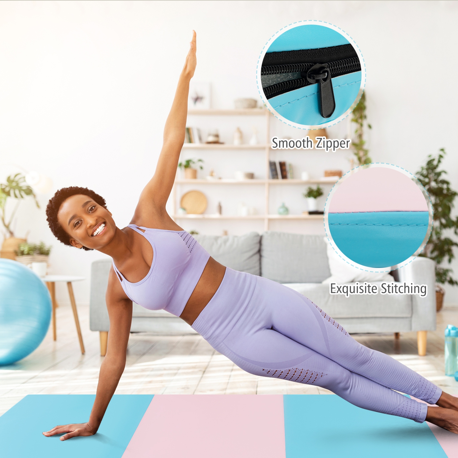 Gymax 8' x 4' x 2'' Folding Gymnastics Mat Tumbling Exercise PU Leather Cover for Yoga