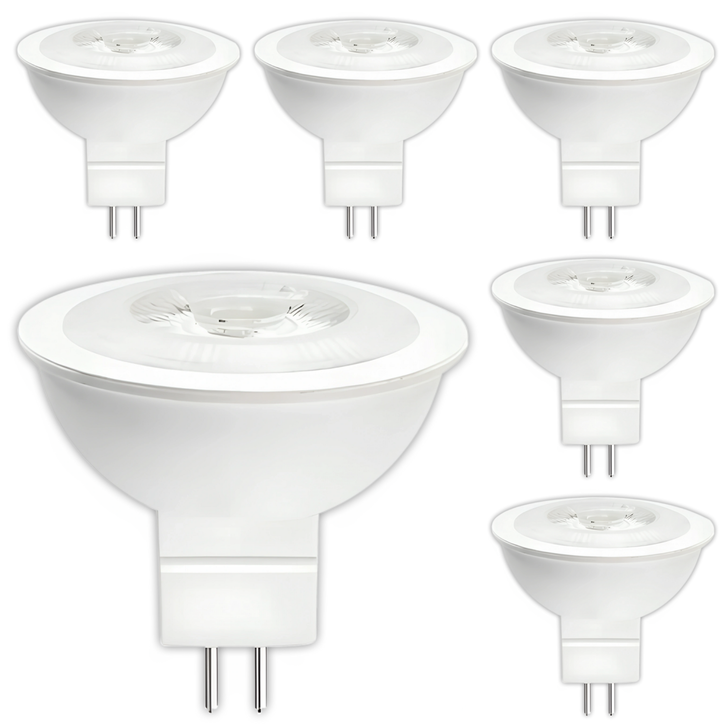 Dimmable MR16 LED Light Bulb 7W, 5000K Cool White 500LM, Non-Glare Bi-Pin GU5.3 Base, 140° Spotlight Bulb for Landscape and Track Lighting, (6 Pack)