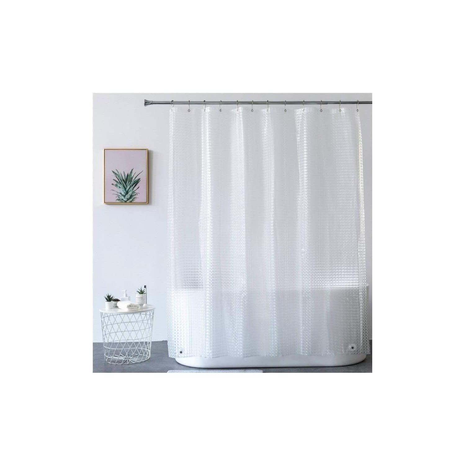 Canadian Linen 3D PEVA White Shower Curtain Linen 72"x72", Heavy Duty Thickness Waterproof Clear Shower Line use with or without Curtain Home Bathtoom