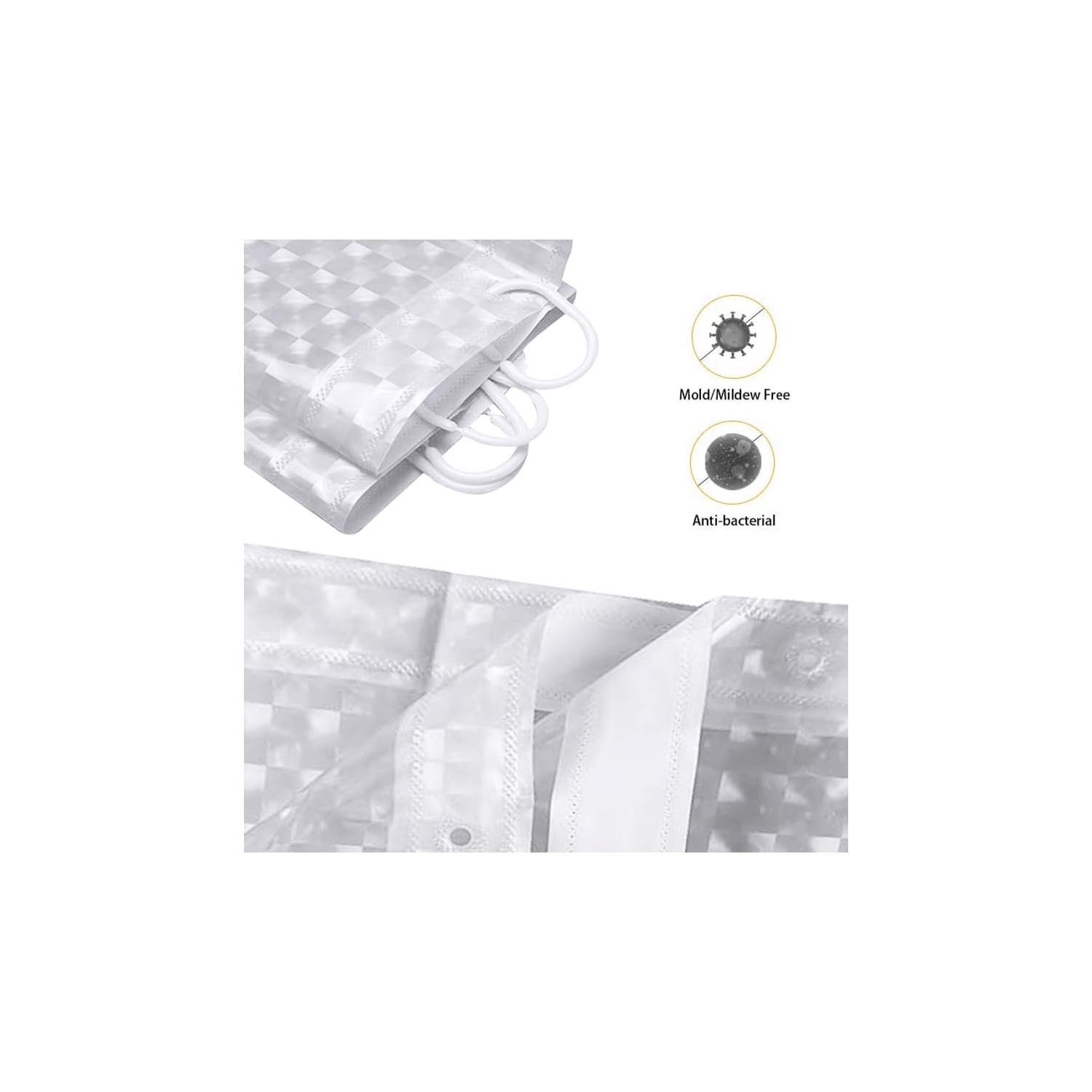 Canadian Linen 3D PEVA White Shower Curtain Linen 72"x72", Heavy Duty Thickness Waterproof Clear Shower Line use with or without Curtain Home Bathtoom