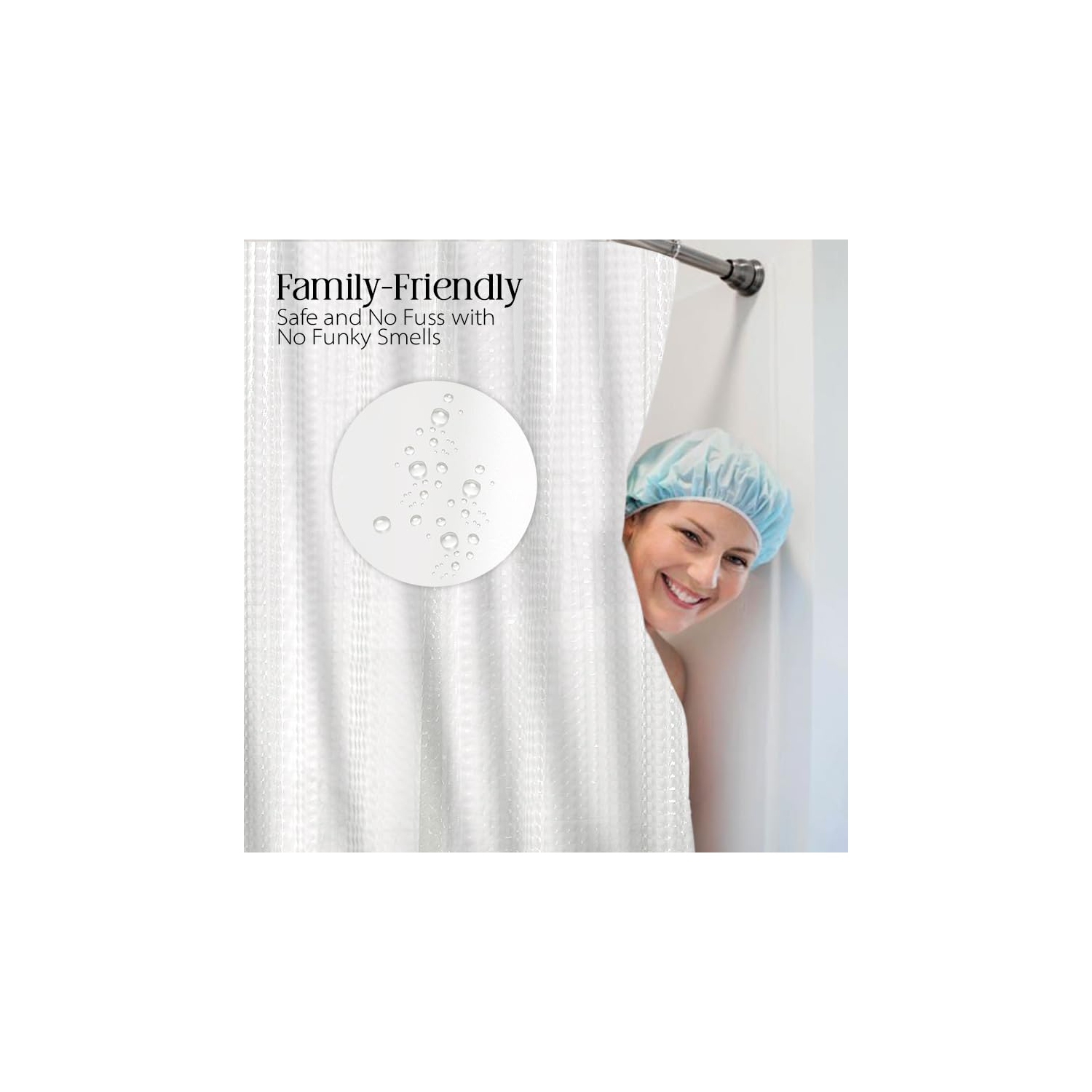 Canadian Linen 3D PEVA White Shower Curtain Linen 72"x72", Heavy Duty Thickness Waterproof Clear Shower Line use with or without Curtain Home Bathtoom