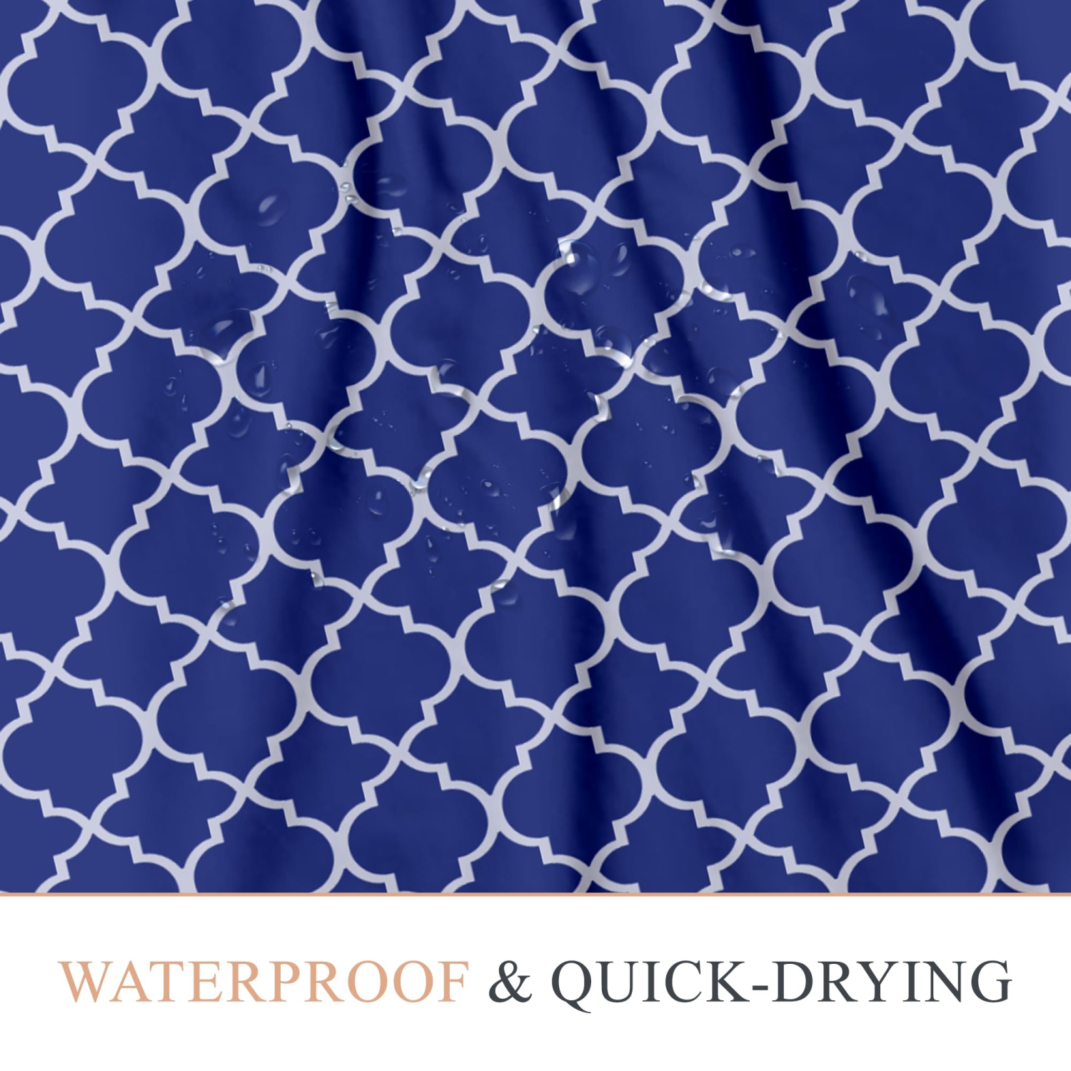 Canadian Linen Hookless Shower Curtains, 72"x72", Mildew Water Resistant Washable Polyester Bathtub Shower Curtains for Bathroom, Blue Trellis