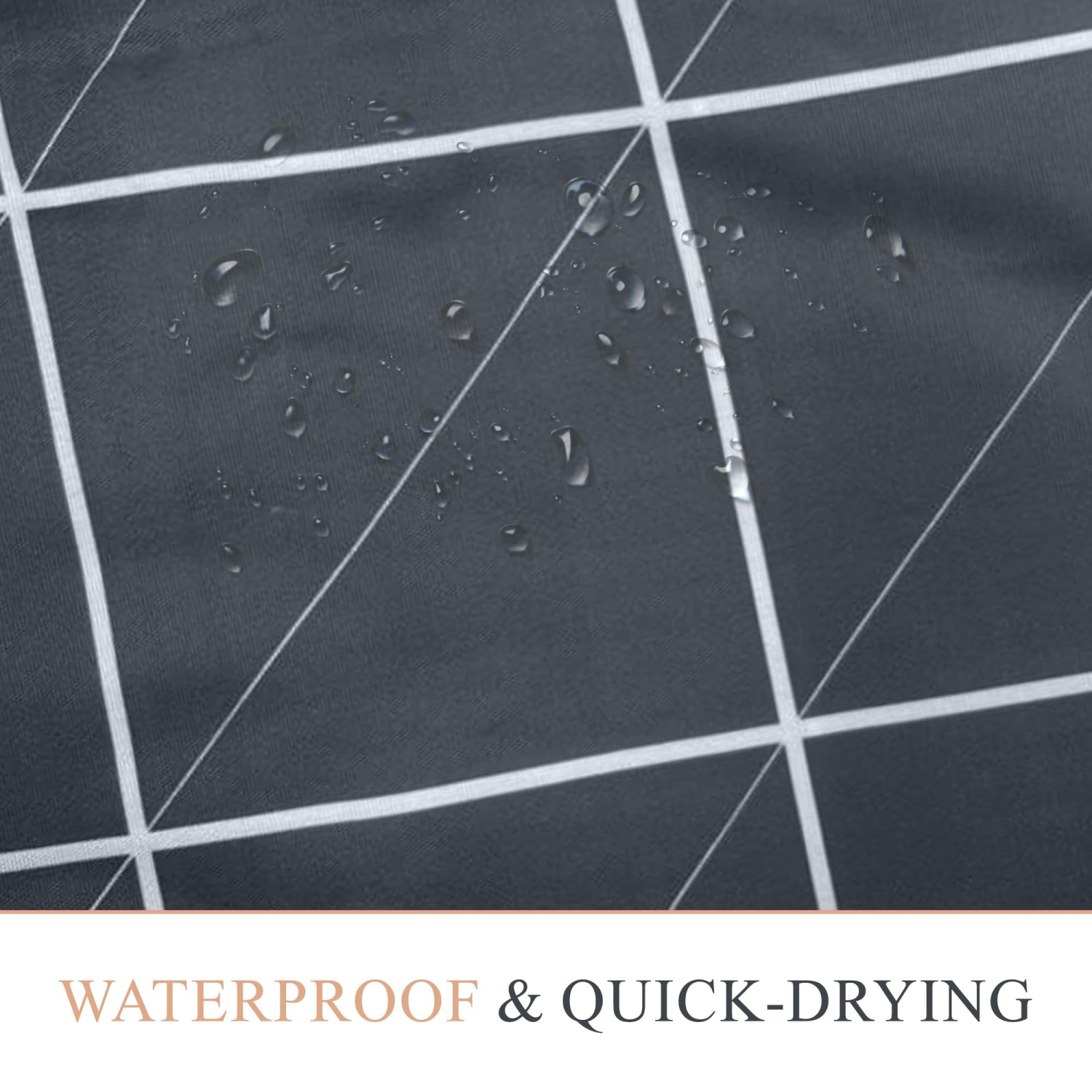 Canadian Linen Hookless Shower Curtains, 72"x72", Mildew Water Resistant Washable Polyester Bathtub Shower Curtains for Bathroom, Black Box