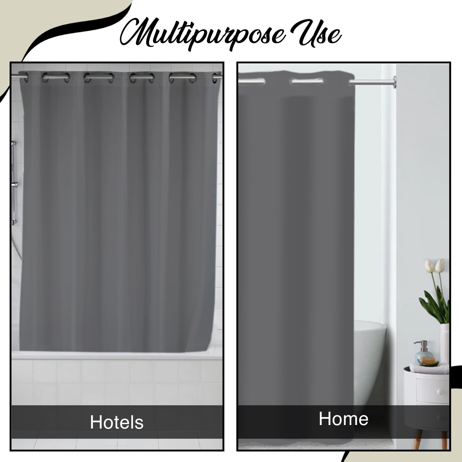 Canadian Linen Hookless Shower Curtains, 72"x72", Mildew Water Resistant Washable Polyester Bathtub C-Clip Magnet Bottom Shower Home Bathroom Curtains