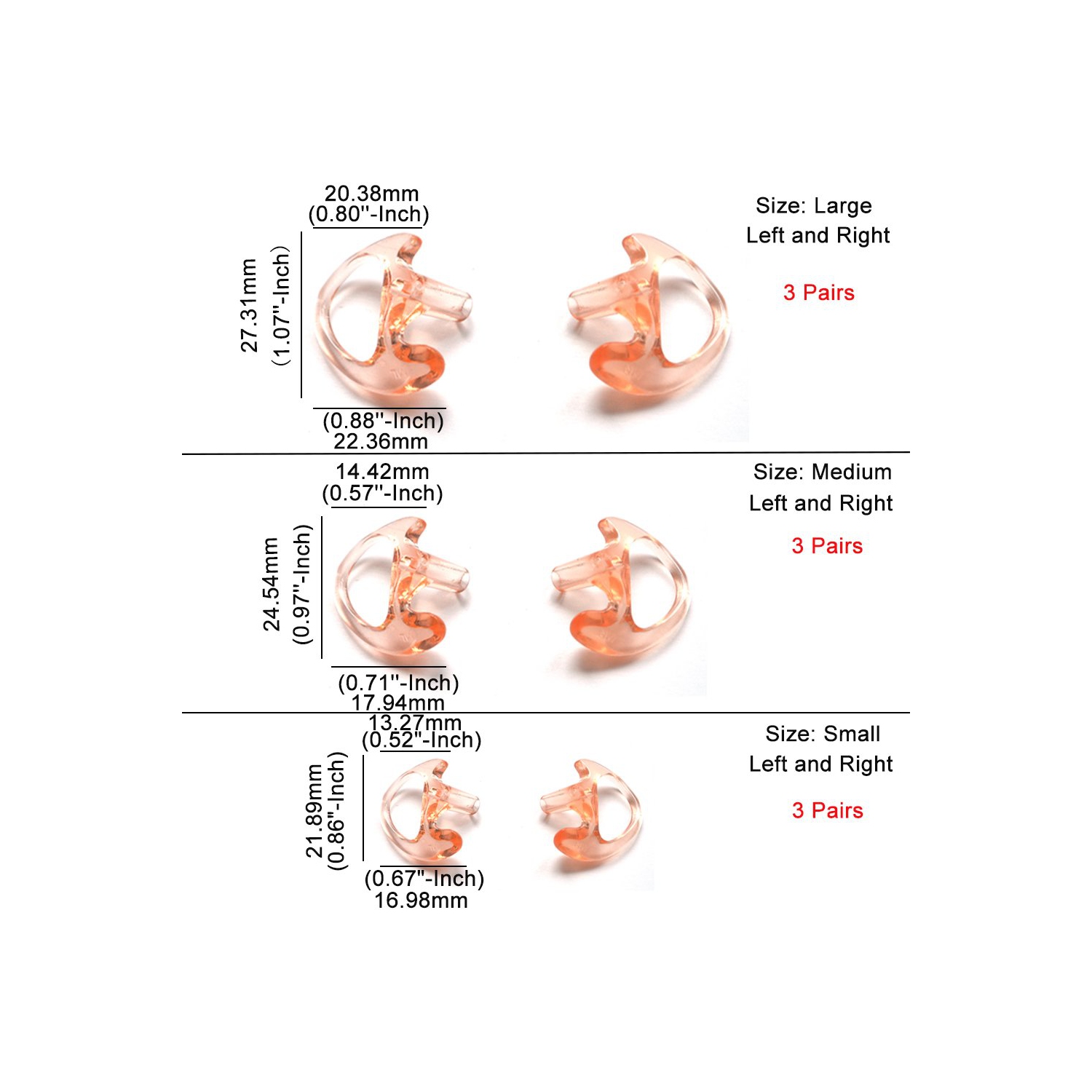 HYS Ear mold Earbud Replacement Earpiece Ear mold for Ham Radio Coil Tube Audio Kits