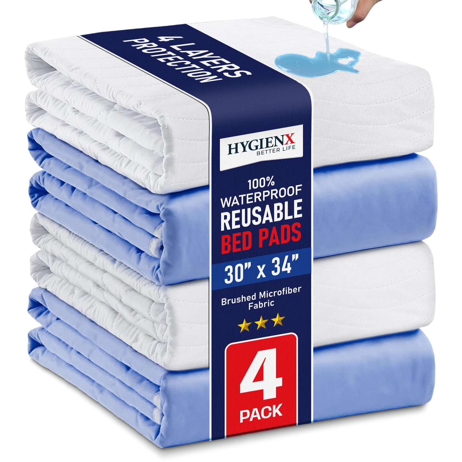 Couvre-4 matelas en tissu canadien réutilisable, 30 x 34&nbsp;po, imperméable, absorbant, séchage rapide, perméable à l'air, antidérapants