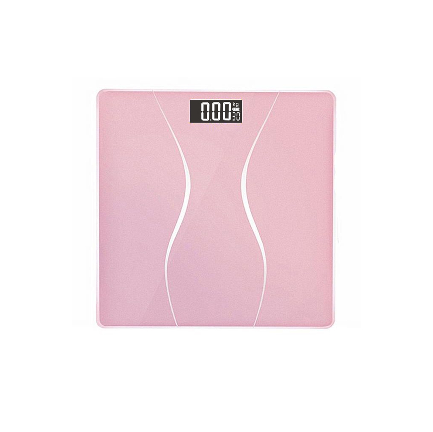 Pèse-personne numérique rose pour salle de bain KUNOVA avec technologie Smart Step-on, écran DEL blanc rétroéclairé, température ambiante, niveau de