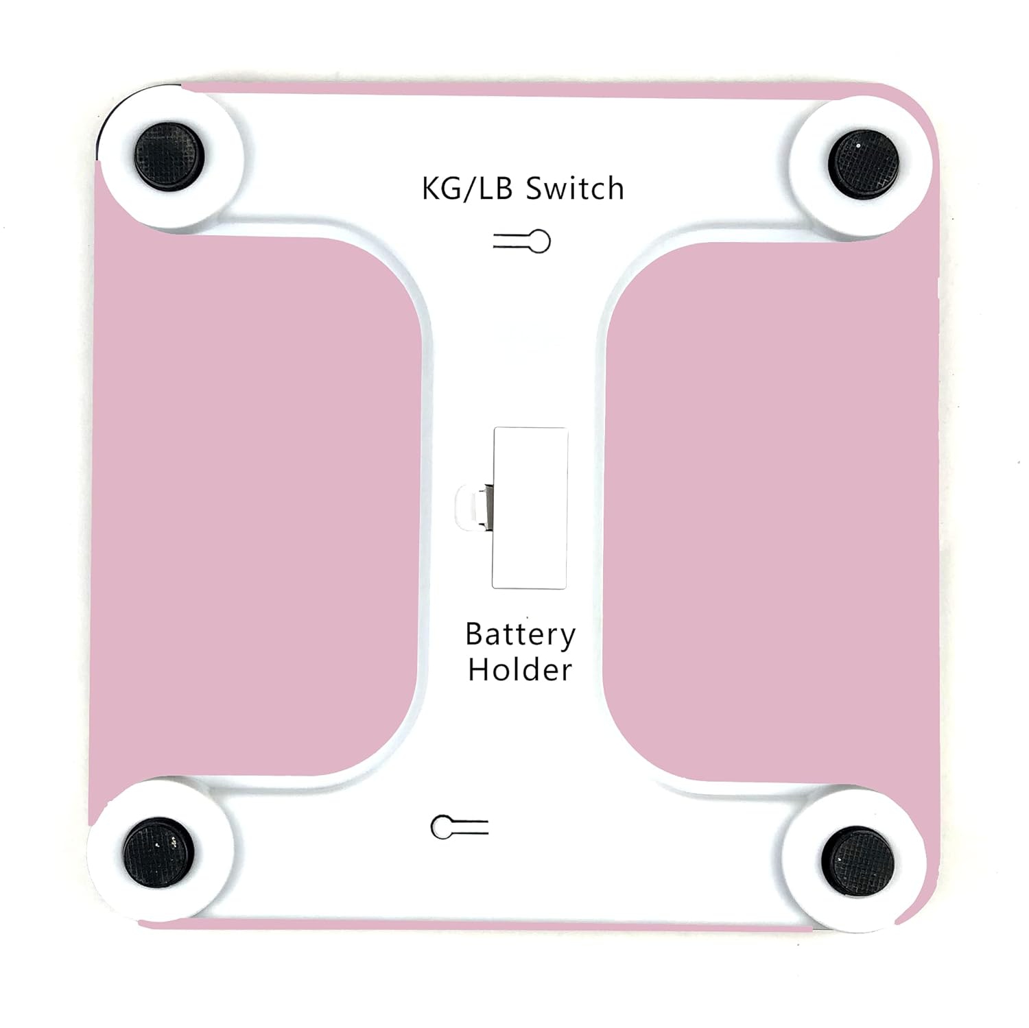 Pèse-personne numérique rose pour salle de bain KUNOVA avec technologie Smart Step-on, écran DEL blanc rétroéclairé, température ambiante, niveau de