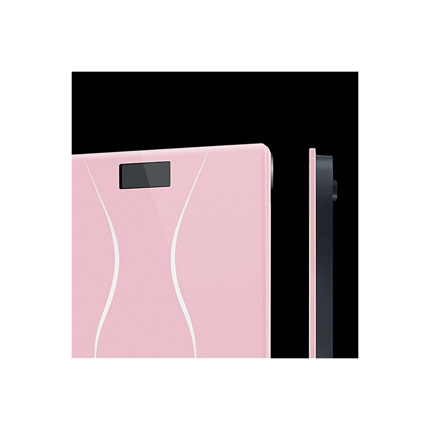 Pèse-personne numérique rose pour salle de bain KUNOVA avec technologie Smart Step-on, écran DEL blanc rétroéclairé, température ambiante, niveau de