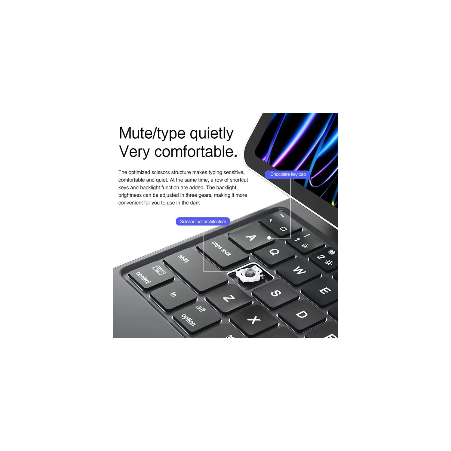 iPad Pro 13 2024 Case | Leather Stand Cover with Touchpad Bluetooth Keyboard - Black