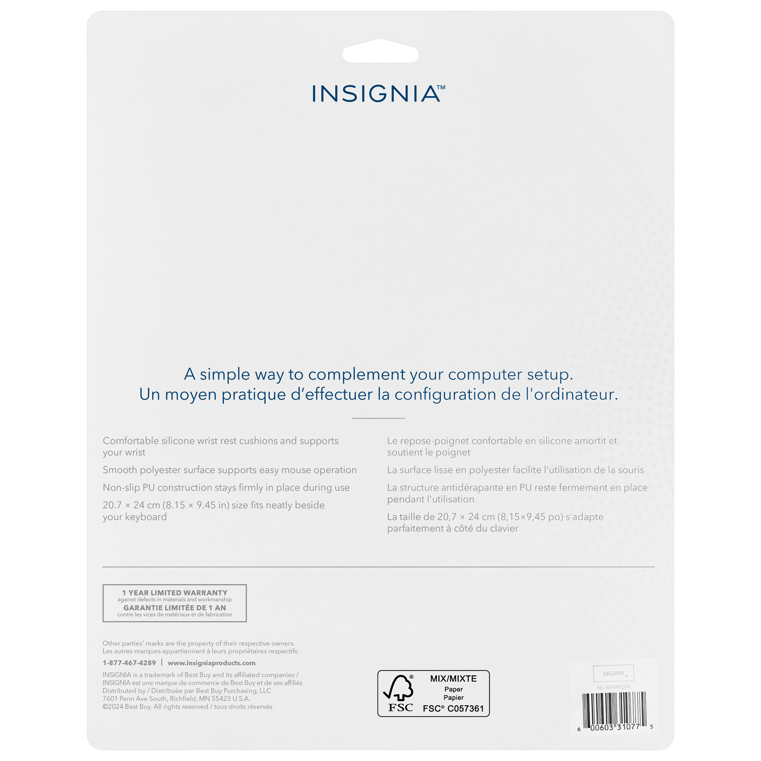 Tapis de souris à repose-poignet d'Insignia - Rose- Exclusivité de Best Buy