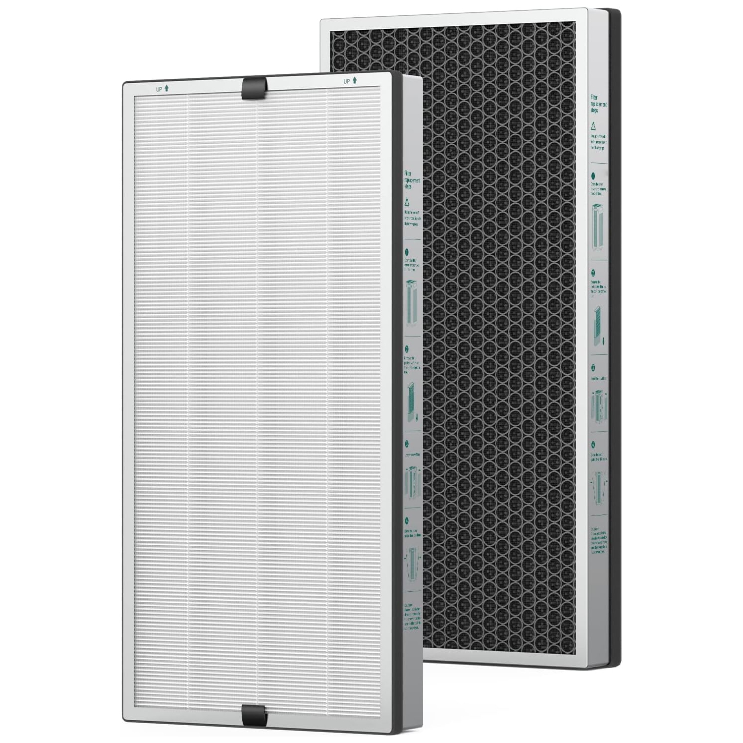 Jafända JF888 2 Pack Replacement Filter, H13 True HEPA Filter, with 2.12 lb Act. Carbon, Pollen Dust Pet Odor VOCs Allergies Smoke, Households with