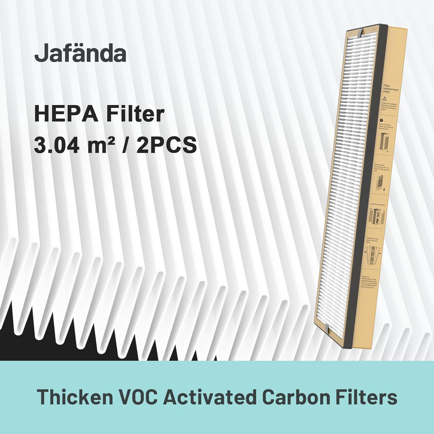 Jafända Air Purifier VOCs Filter Replacement for JF999 Air Purifier, 3-in-1 True HEPA Filter, Activated Carbon, Granular SP-Permanganate, Remove