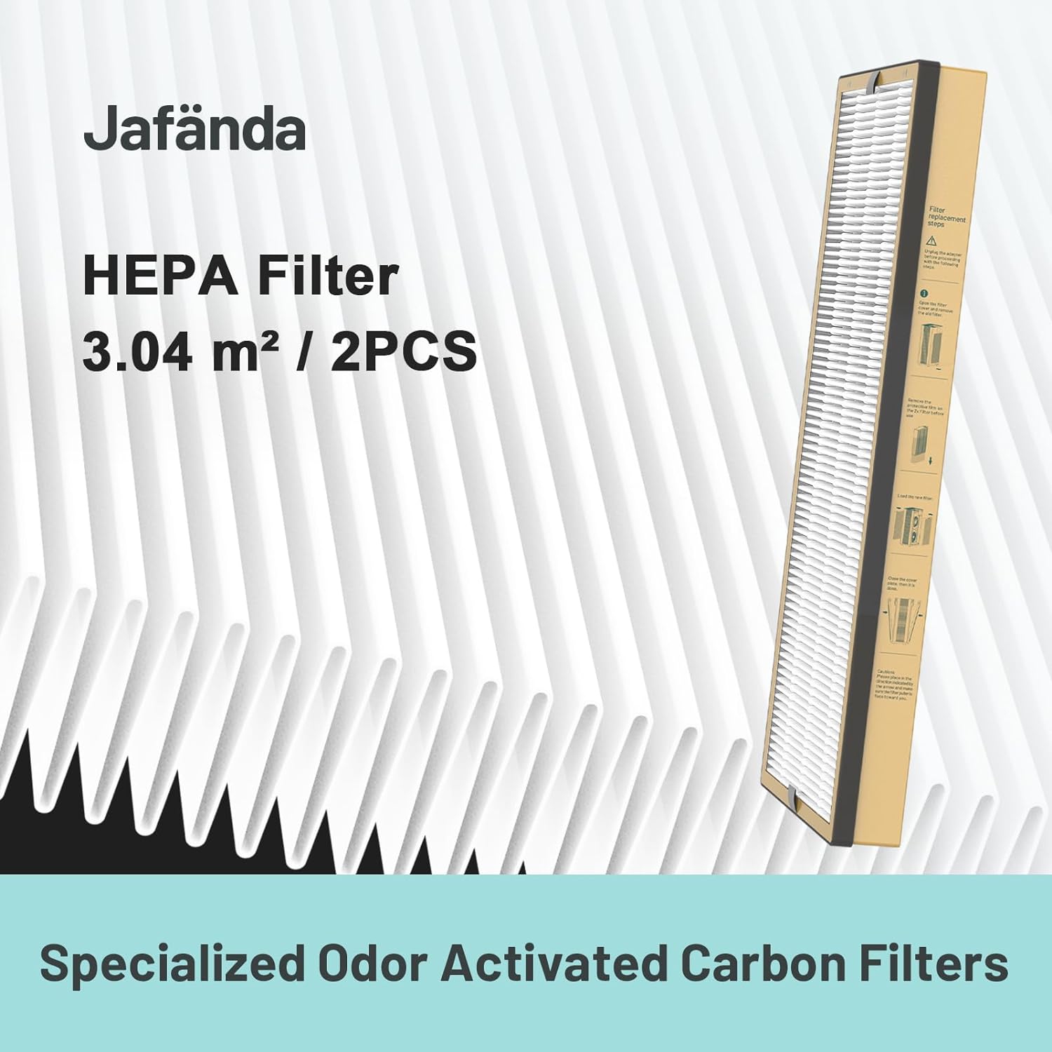 Jafända JF999 Replacement Filter, 2 Pack Specialized Odor Filters, 3.74 lb Modified Activated Carbon, Remove Ammonia, Amine，Mercaptan Odor, Pet Odor,