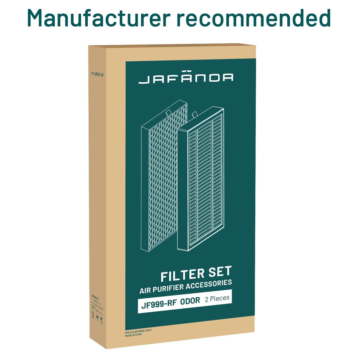 Jafända JF999 Replacement Filter, 2 Pack Specialized Odor Filters, 3.74 lb Modified Activated Carbon, Remove Ammonia, Amine，Mercaptan Odor, Pet Odor,