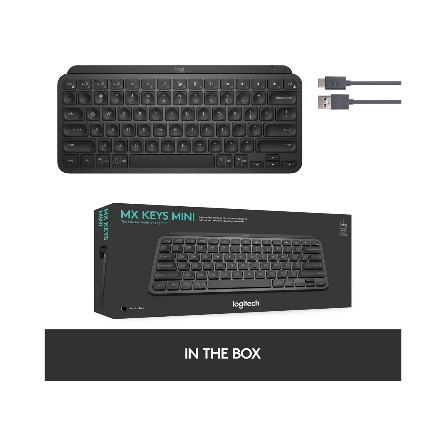 Logitech MX Keys Mini Bluetooth Backlit Ergonomic Keyboard - Black