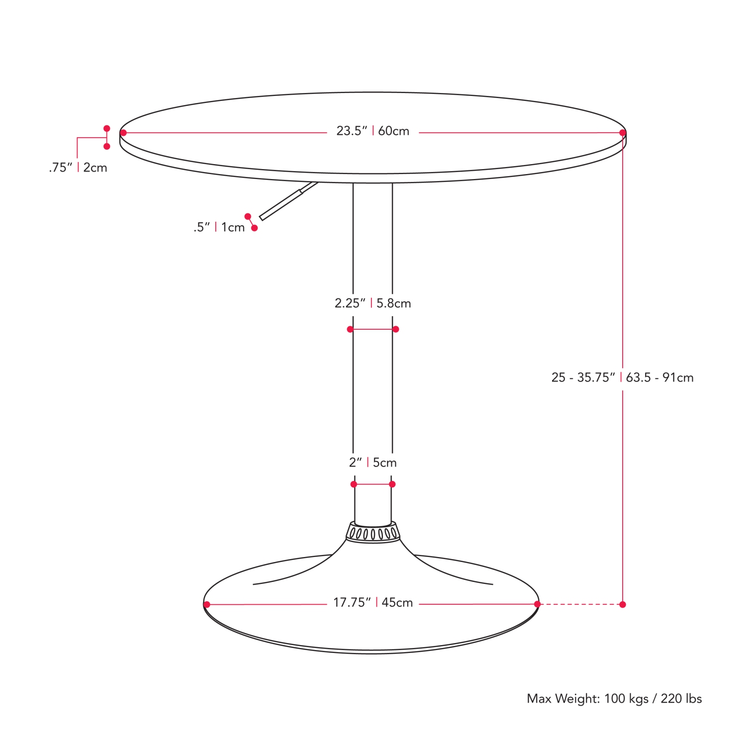 Contemporary Round Bar Table - White