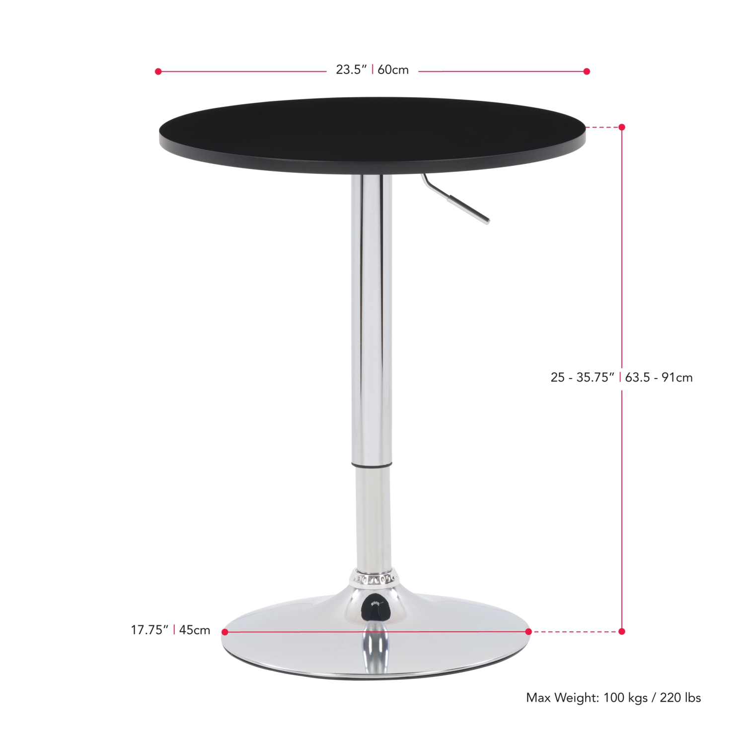 Contemporary Round Bar Table - Black