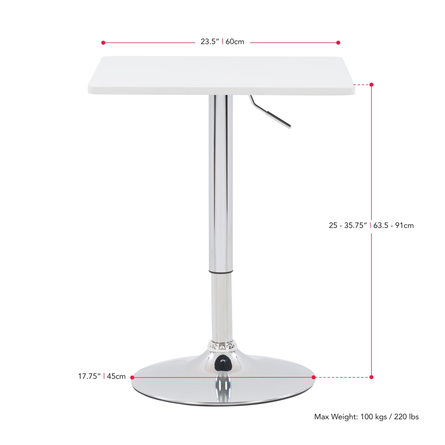 Contemporary Square Bar Table - White