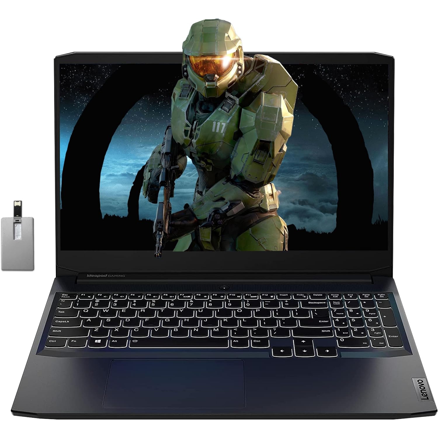 LENOVO IdeaPad Gaming 3 15.6" FHD Laptop, AMD Ryzen 5 5600H, NVIDIA GeForce GTX 1650 4GB DDR6, 1TB SSD, 32GB RAM, Backlit Keyboard, Wi-Fi 5, Bluetooth, Win 11 Pro, 32GB USB Card