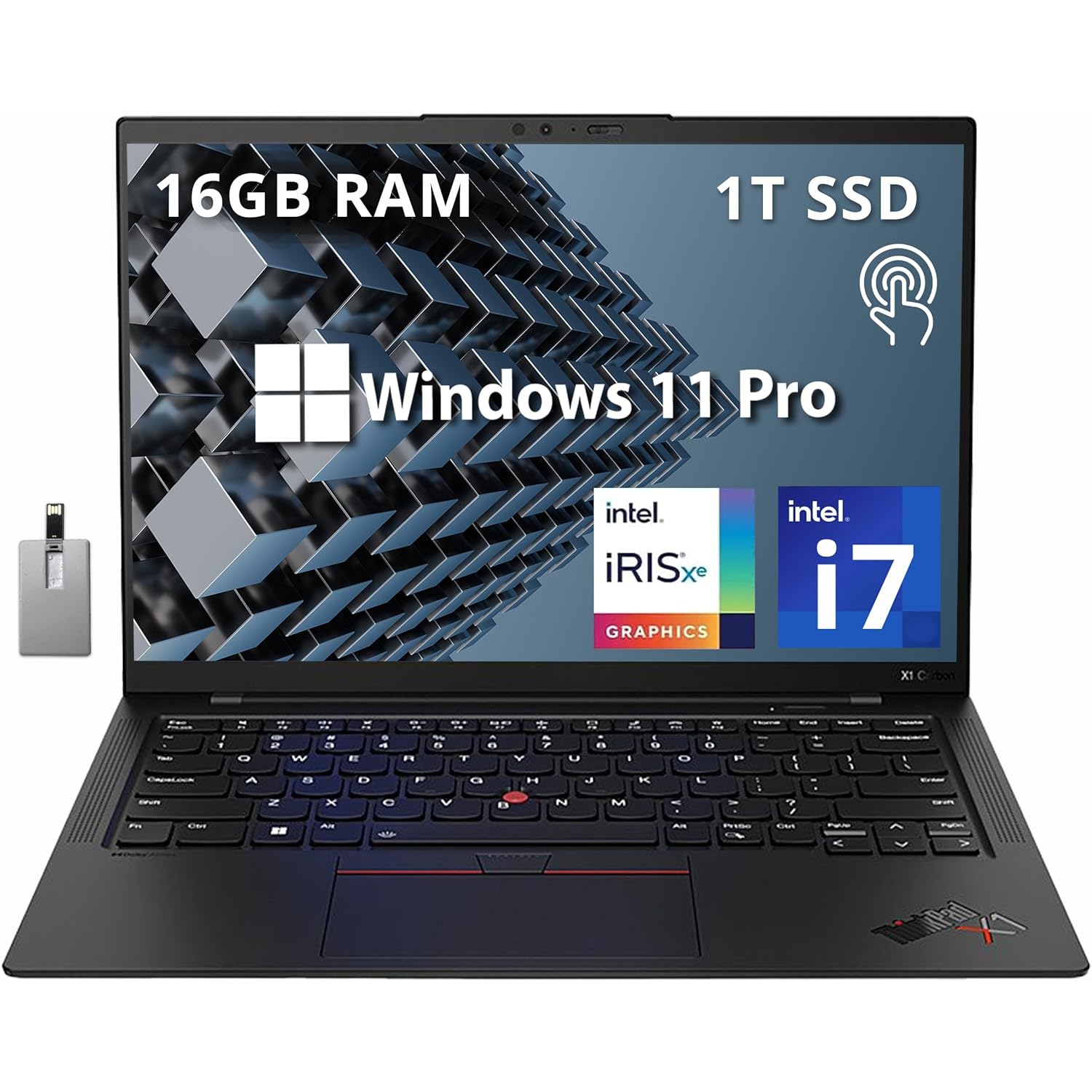 Lenovo Thinkpad X1 Carbon Gen 10 14.0" WUXGA Touchscreen Business Laptop, Intel Core i7-1260P, 1TB PCIe SSD, 16GB RAM, Intel Iris Xe Graphics, Win 11 Pro, 32GB Hotface USB Card