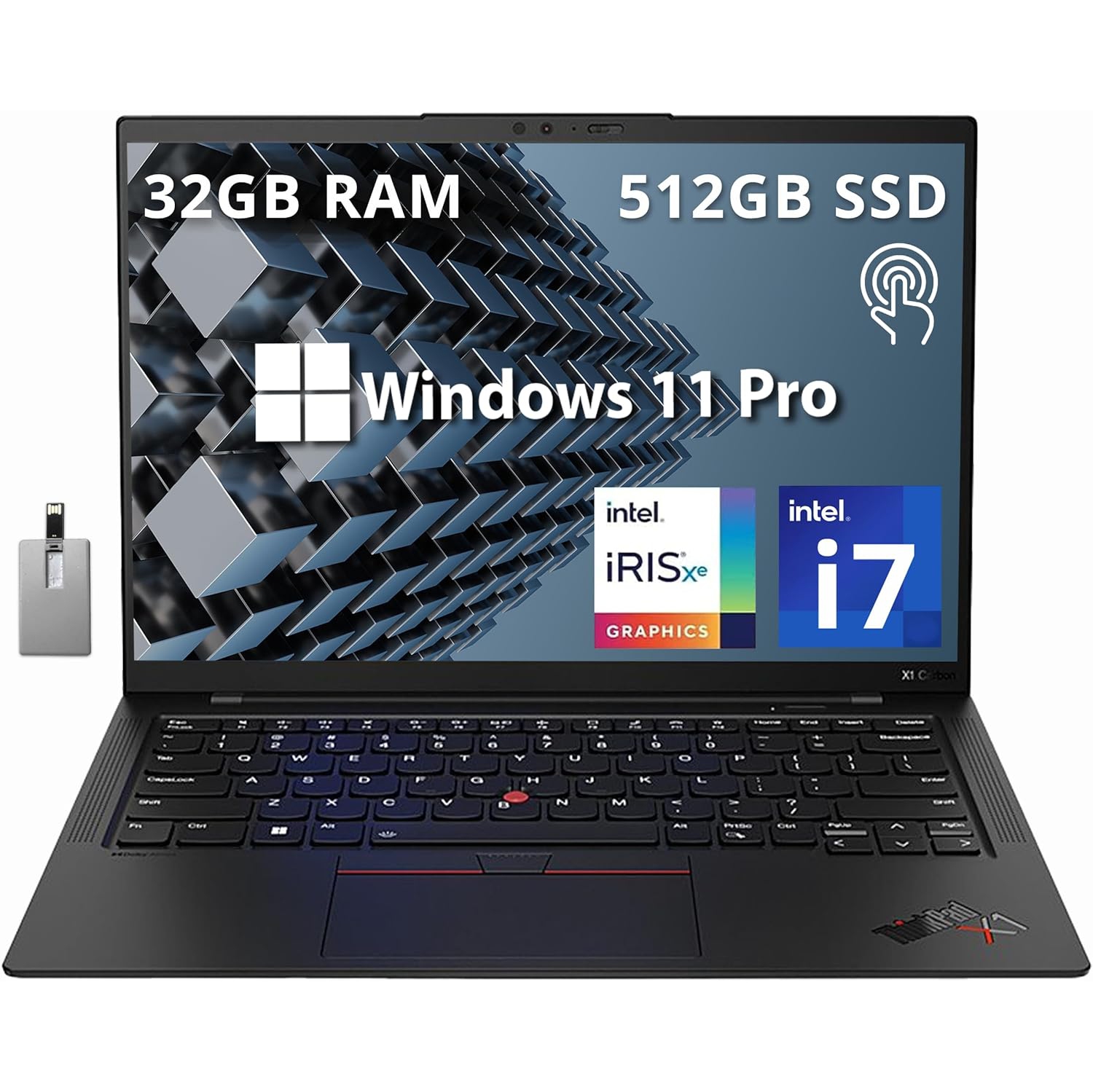 Lenovo Thinkpad X1 Carbon Gen 10 14.0" WUXGA Touchscreen Business Laptop, Intel Core i7-1260P, 512GB PCIe SSD, 32GB RAM, Intel Iris Xe Graphics, Win 11 Pro, 32GB Hotface USB Card