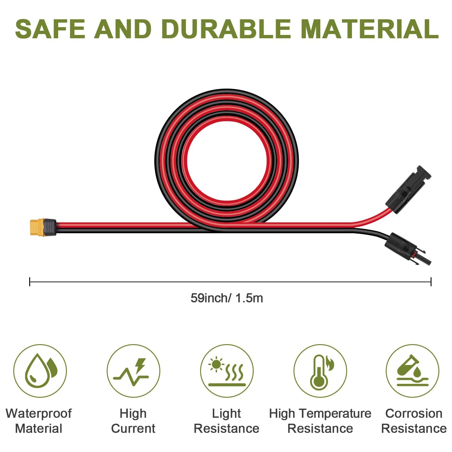 ALLPOWERS Solar Female and Male Connector to XT60 Adapter Cable