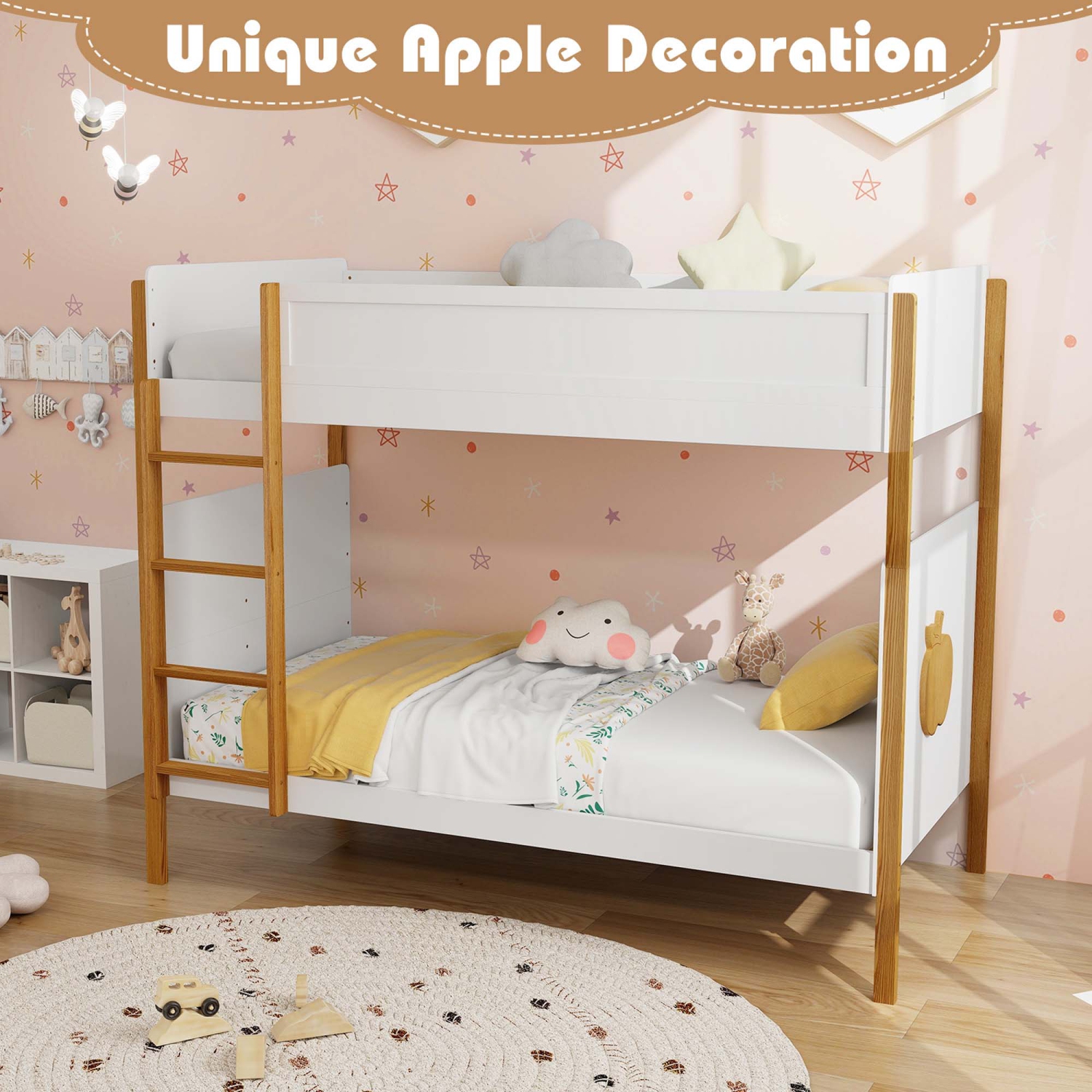 Costway 2-in-1 Twin Over Bunk Bed Frame with Integrated Ladder & Safety Guardrails