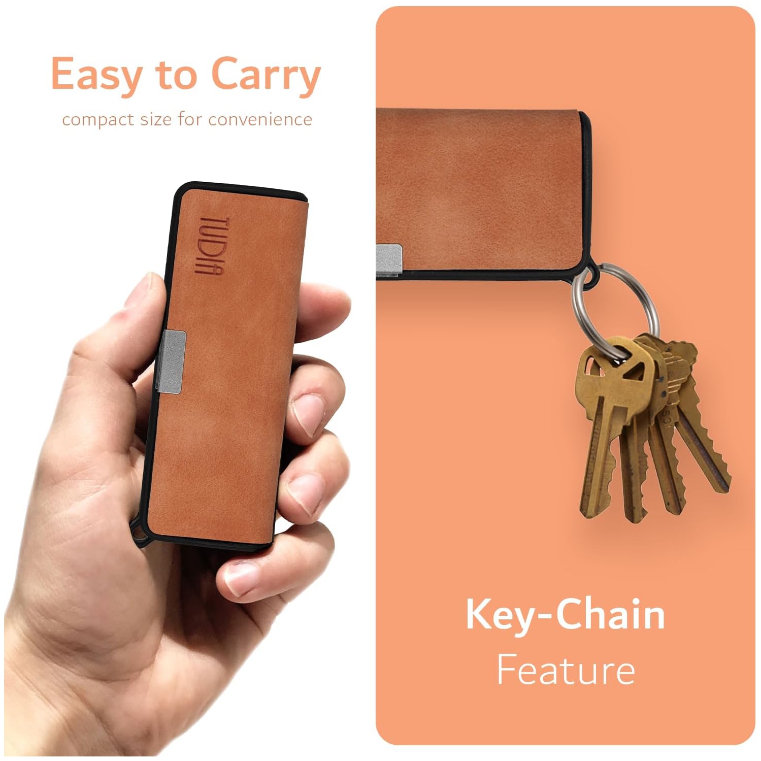 Étui de voyage en cuir de TUDIA compatible avec KardiaMobile 6 L - Pêche