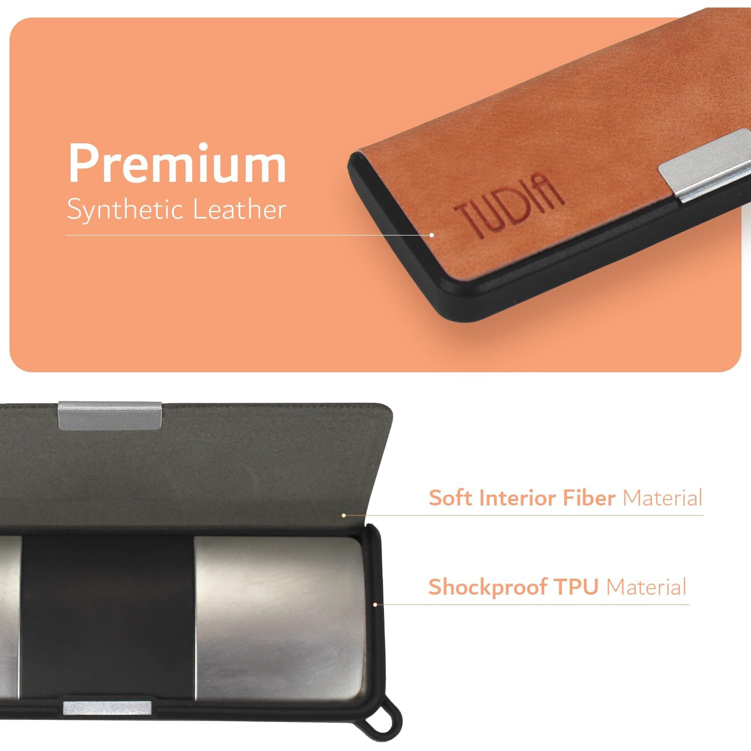 Étui de voyage en cuir de TUDIA compatible avec KardiaMobile 6 L - Pêche