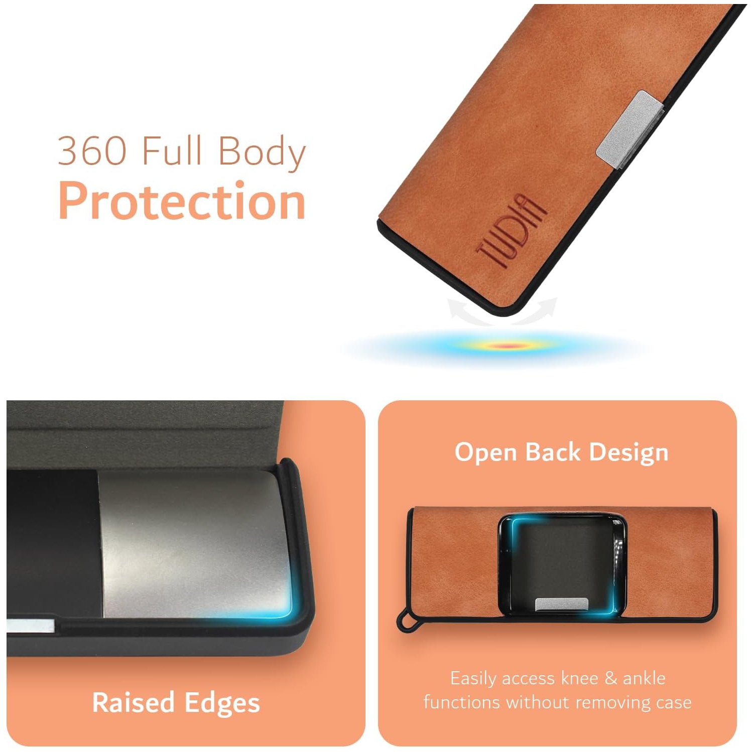 Étui de voyage en cuir de TUDIA compatible avec KardiaMobile 6 L - Pêche