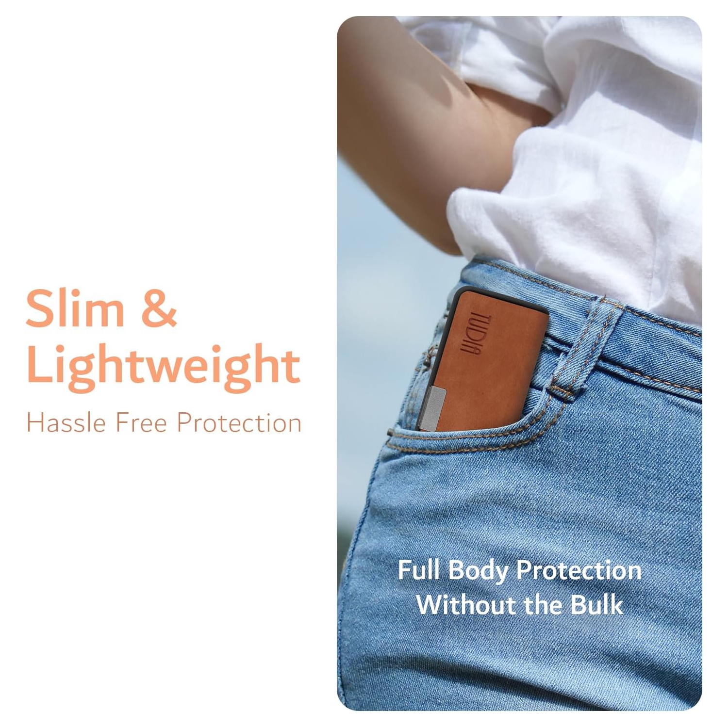 Étui de voyage en cuir de TUDIA compatible avec KardiaMobile 6 L - Pêche