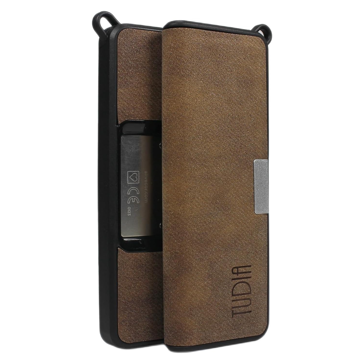 TUDIA Travel Leather Case Compatible with KardiaMobile 6L - Brown