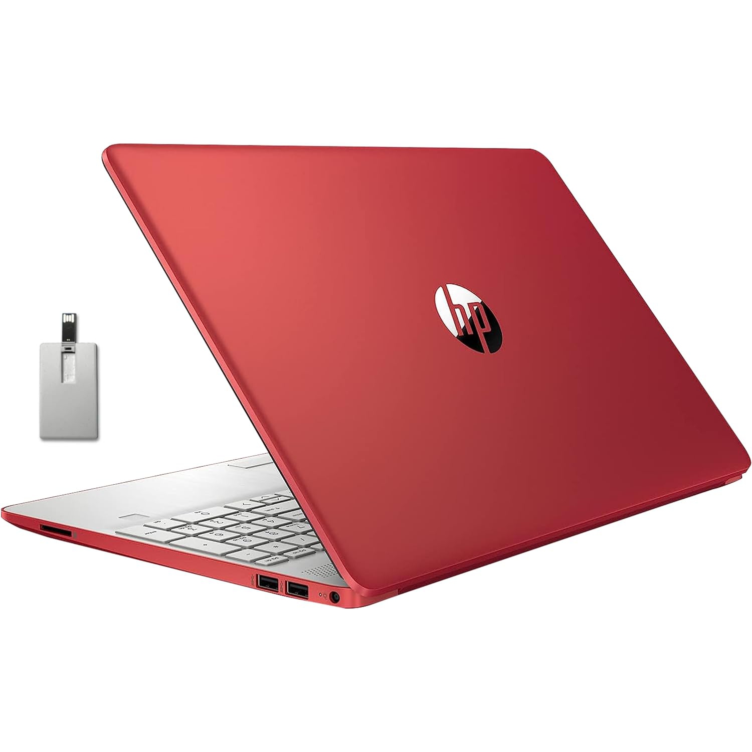 HP 15 15.6'' HD Laptop, Intel Pentium Silver N5030, 1TB PCIe SSD, 32GB RAM, Intel UHD Graphics, HD Camera, HP Fast Charge, 1 Year Office 365, Win 11 S, Red, 32GB Hotface USB Card