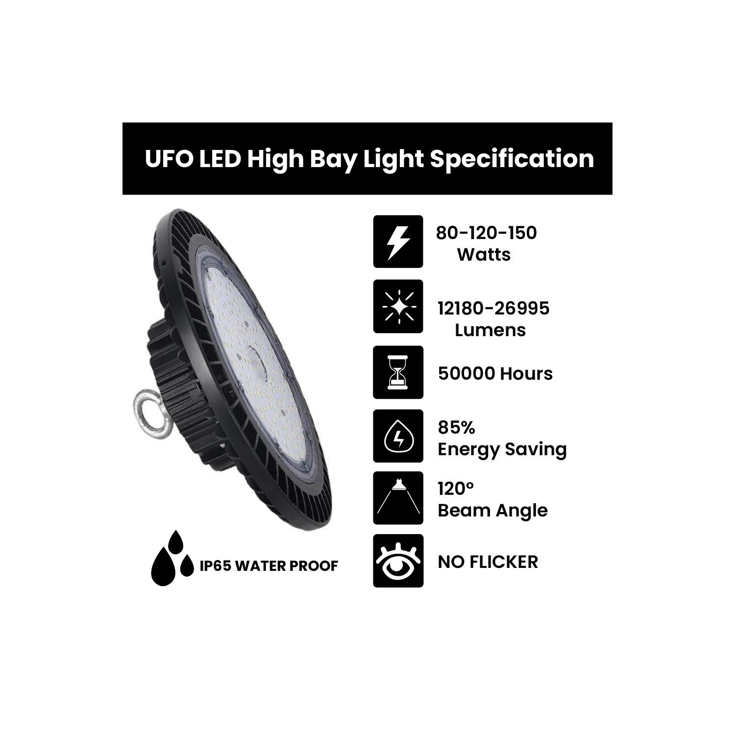 120-347V LED UFO High Bay Light, 240W 33600LM 5000K Daylight, LED Round Highbay Light, 0-10V Dimmable Commercial LED Shop Light, IP65 Waterproof cUL