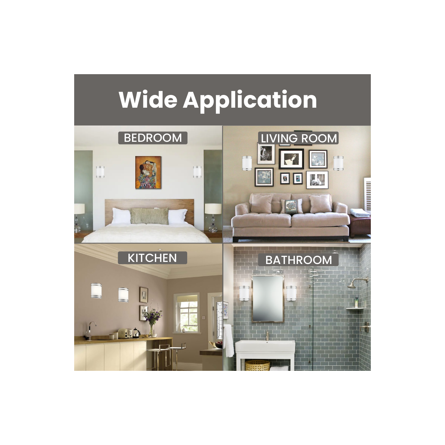 Applique murale nickel brossé à intensité réglable 12&nbsp;W 3CCT couleurs, éclairage mural moderne, abat-jour en verre luminaire mural pour salle de