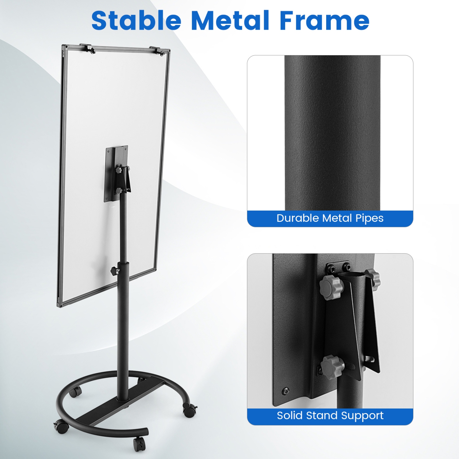 Costway Mobile Whiteboard 40" x 26" Height Adjustable Magnetic Dry Erase Board with Stand