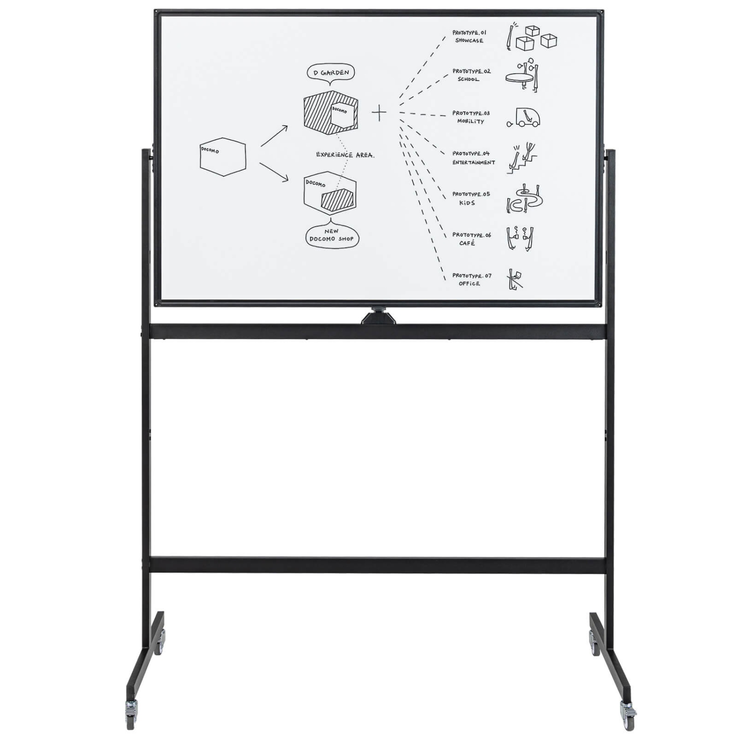 Costway 32 x 48" Portable Rolling White Board Reversible Dry Erase Board with Black Markers
