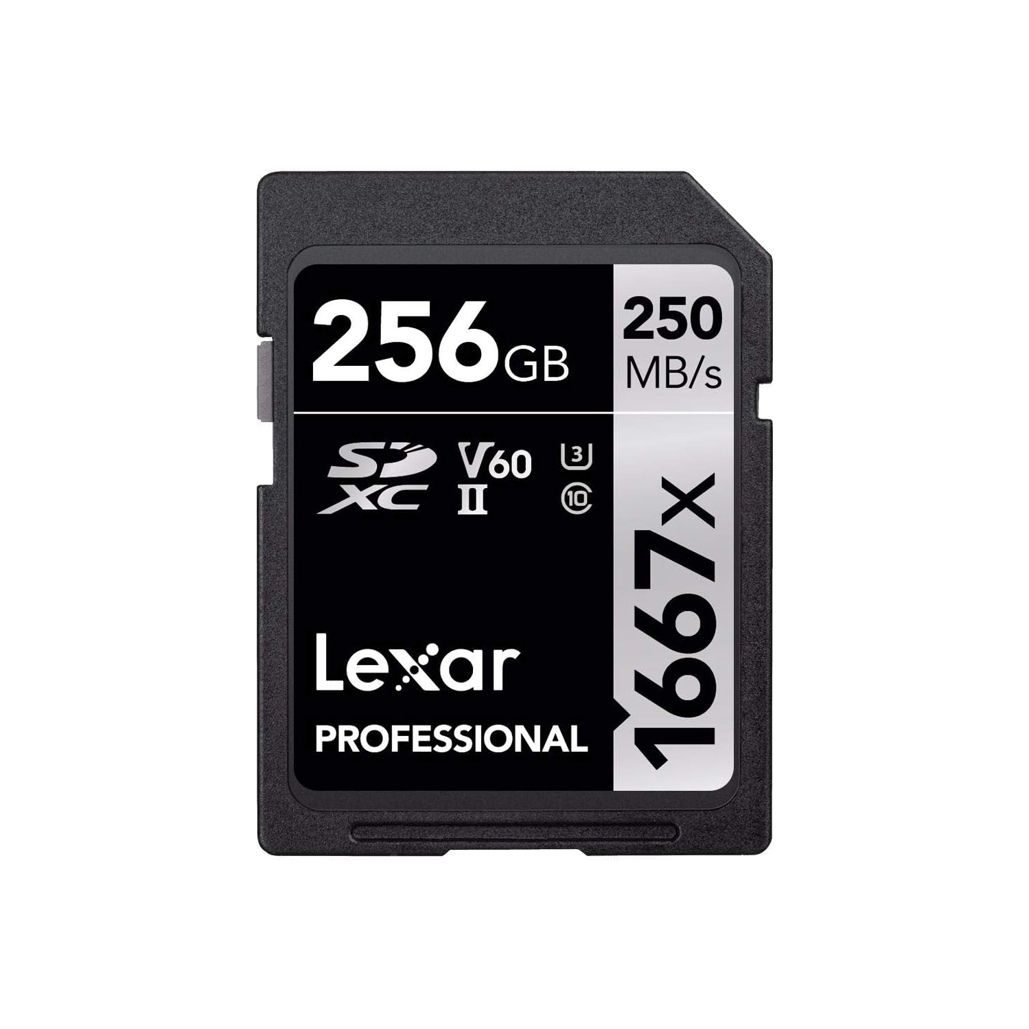 Carte SD Professional 256&nbsp;Go 1667x V60 250MB Mo/s de Lexar Carte SD UHS-II U3 Go haute vitesse SDXC pour des vidéos HD 3D 4K