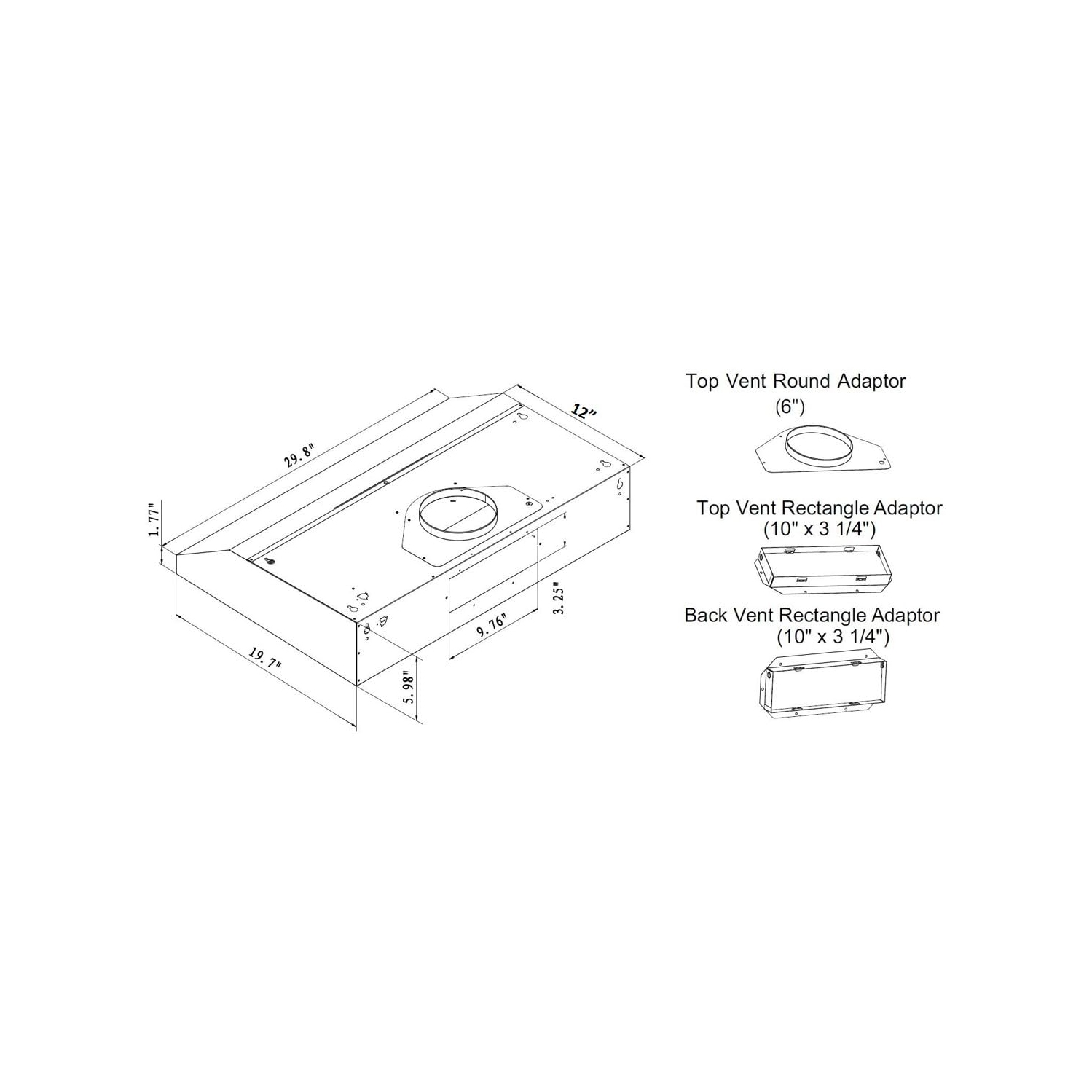 CROWN 30" 800 CFM Powerful Stainless Steel Under Cabinet Range Hood - Ultra Quiet Design with Adjustable Speed Control - Stylish & Efficient Kitchen