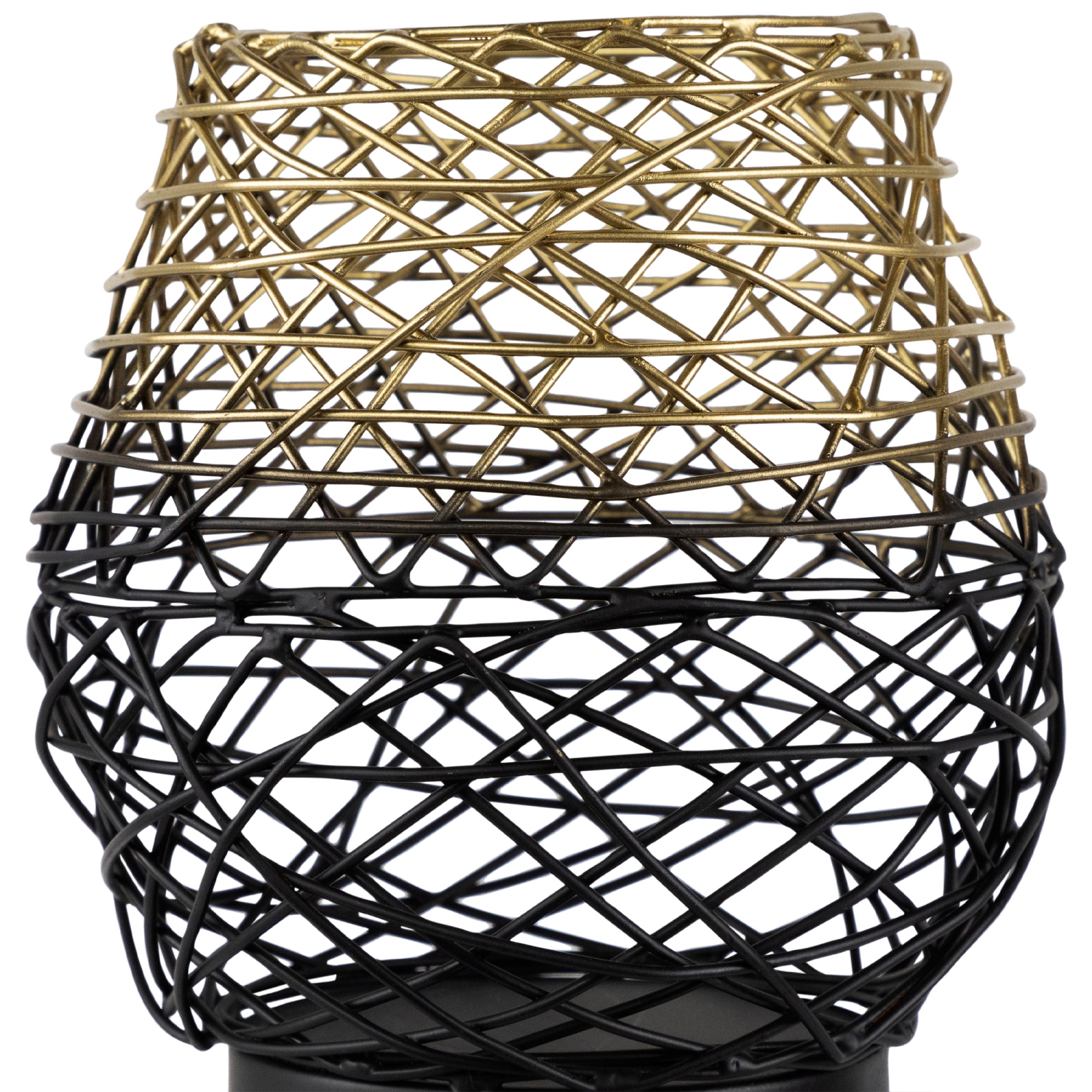 Small Woven Ombre Iron Votive Candle Holder - 6.25" - Black and Gold