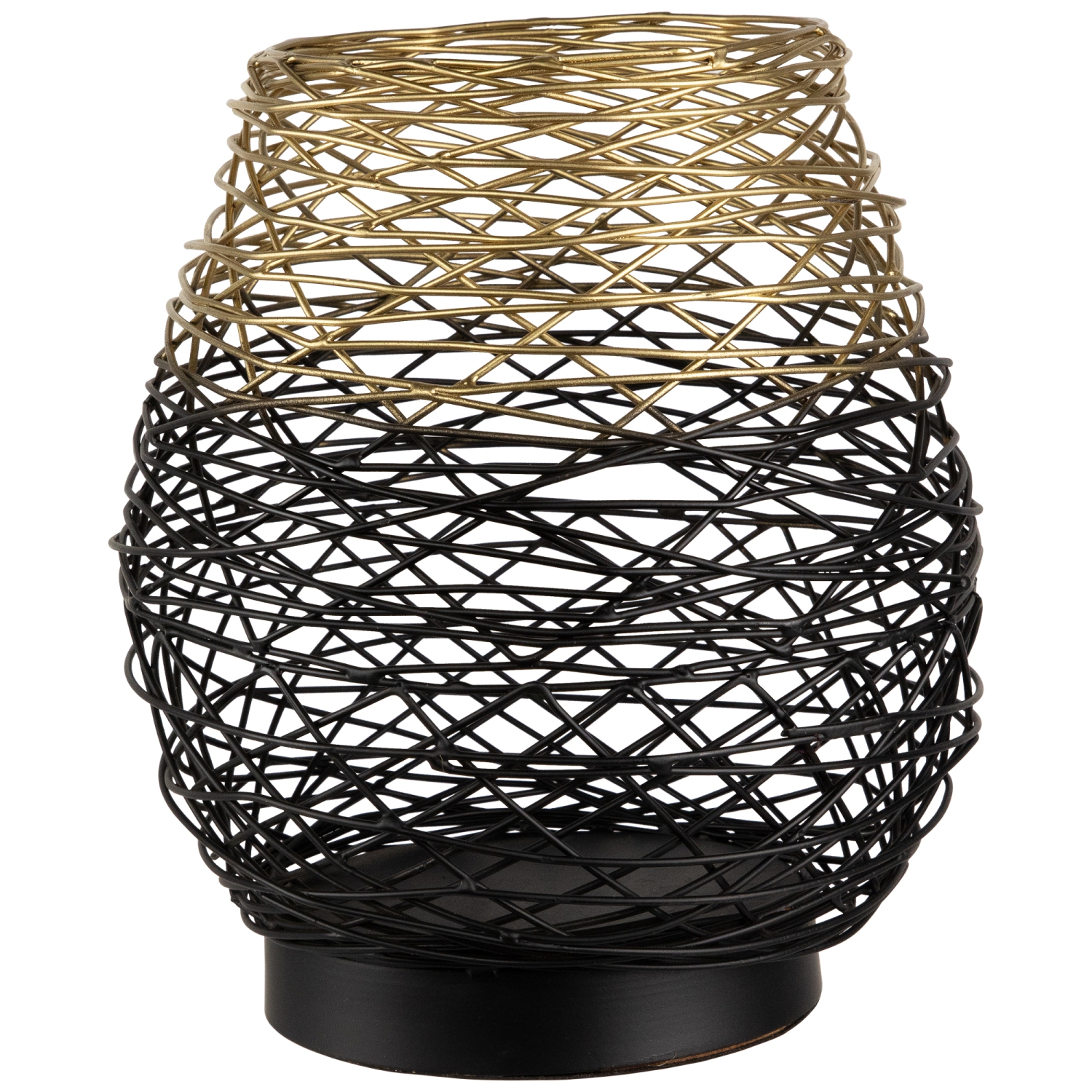 Large Woven Ombre Iron Pillar Candle Holder - 8.5" - Black and Gold