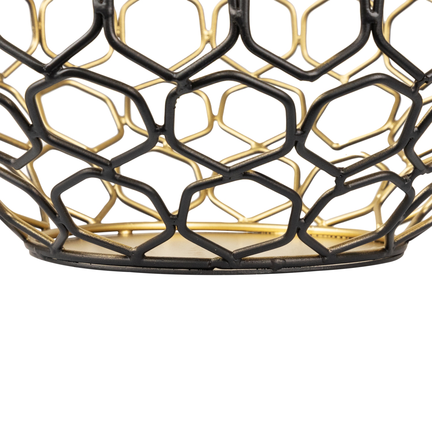 Small Geometric Cage Iron Pillar Candle Holder - 11" - Black and Gold