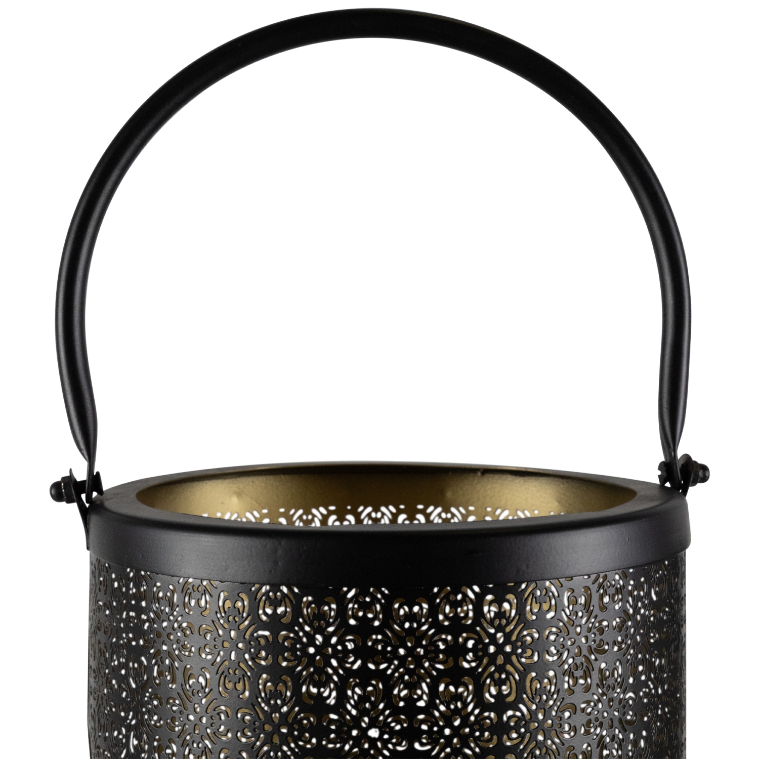 Bougeoirs en fer avec poignées coupés au laser - 9,5 po - Noir - Ensemble de 2