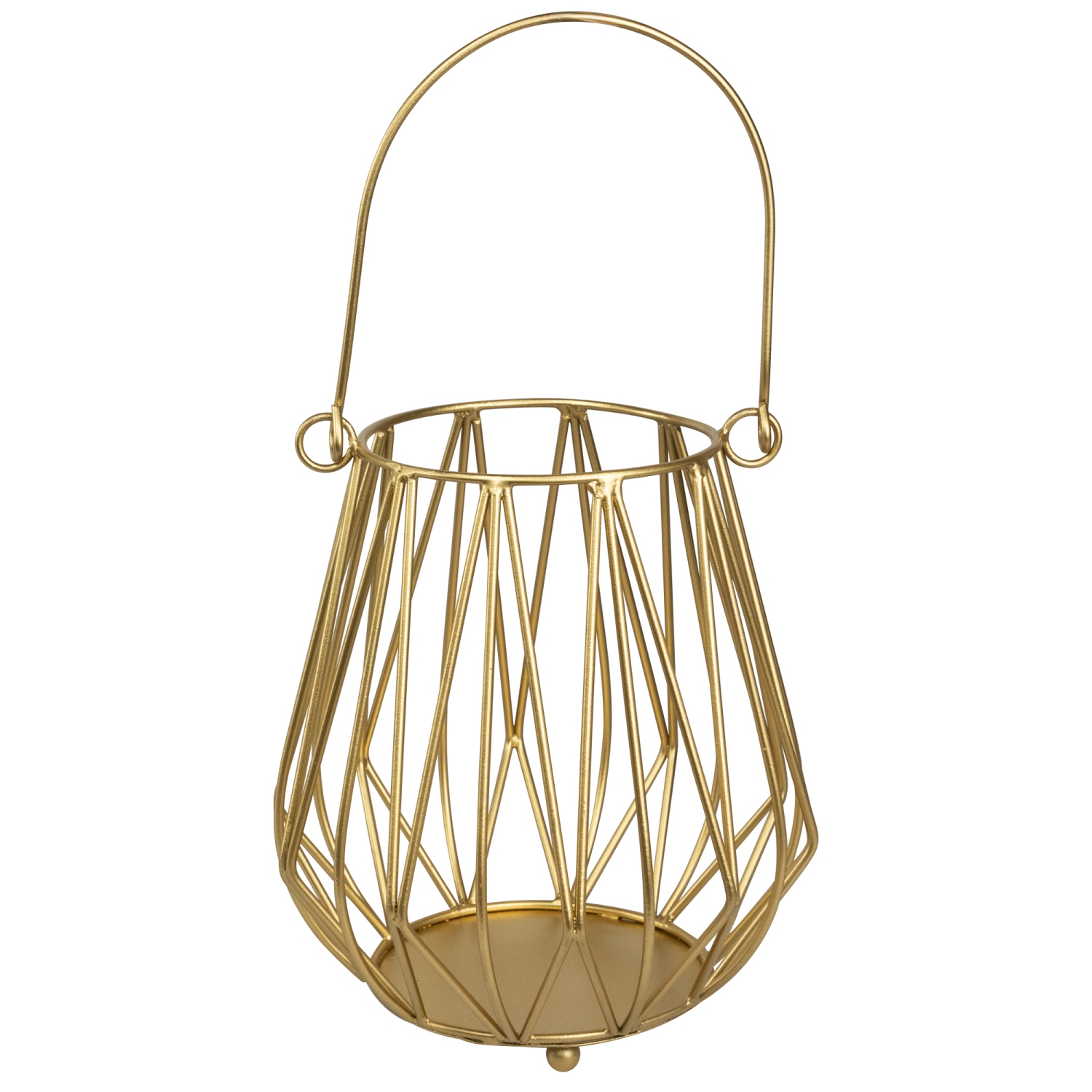 Porte-bougie cylindrique en fer style panier - 9,5 po - fini doré
