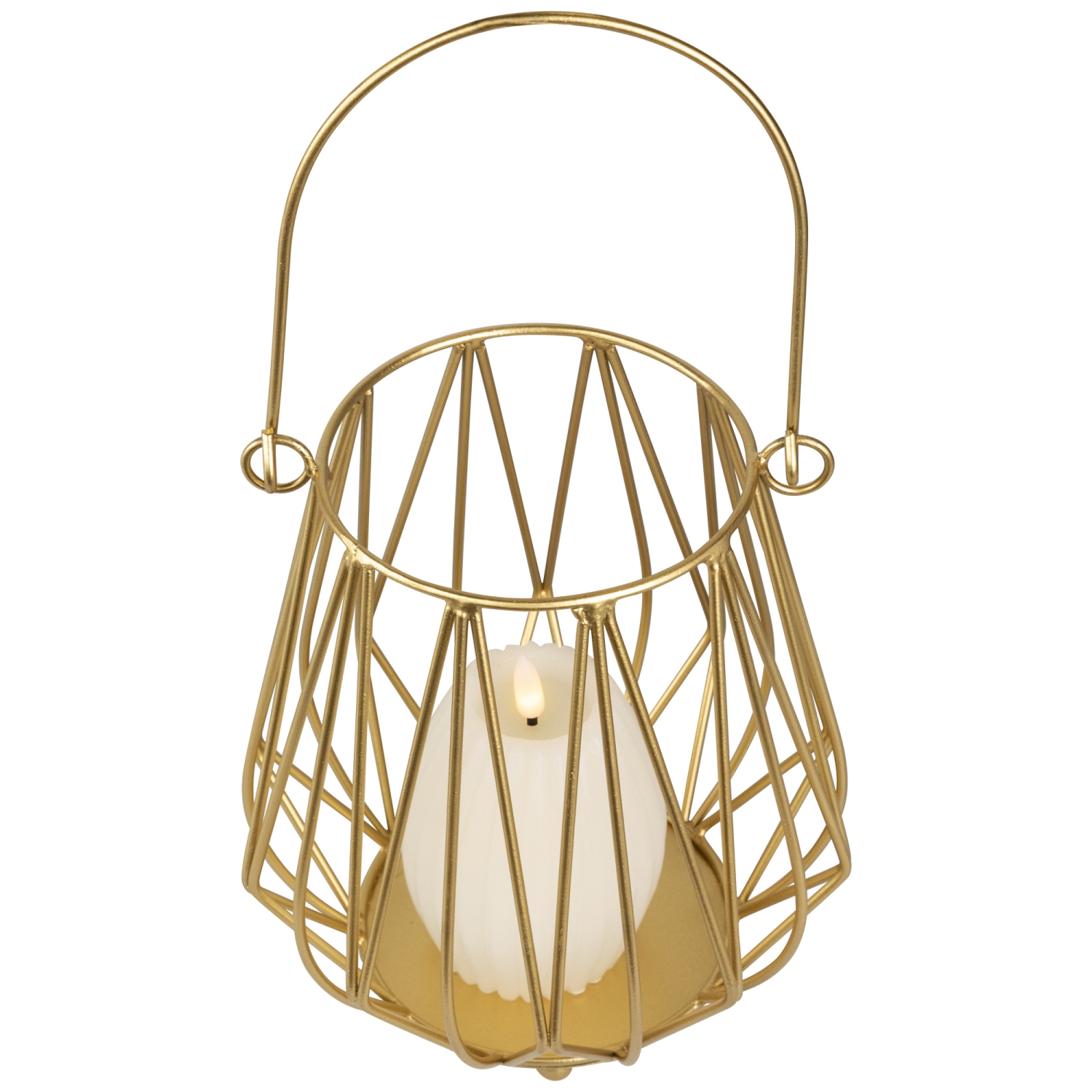 Porte-bougie cylindrique en fer style panier - 9,5 po - fini doré