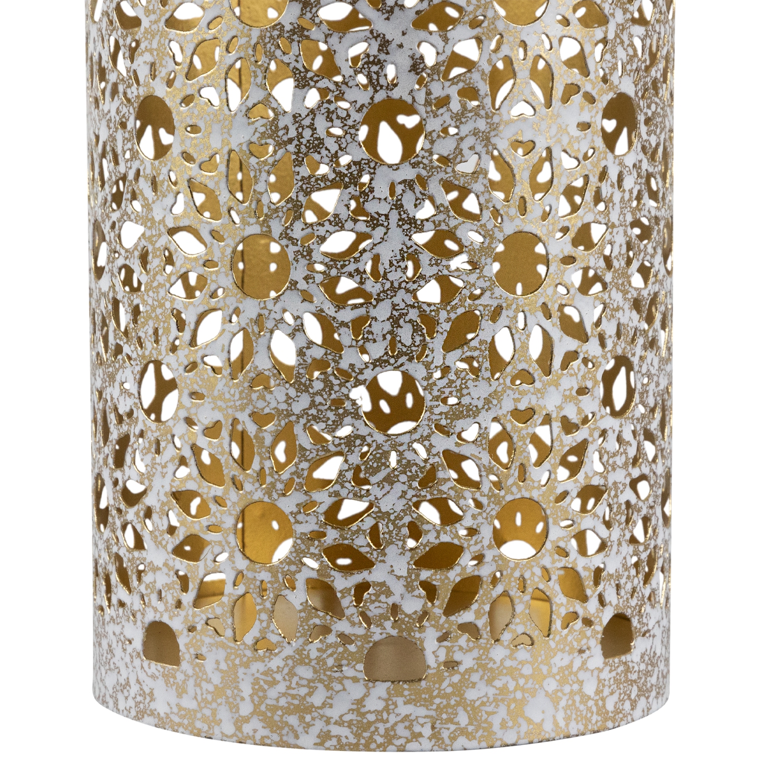 Bougeoirs votifs en fer coupés au laser - 6,25 po - fini blanc et doré - Ensemble de 3